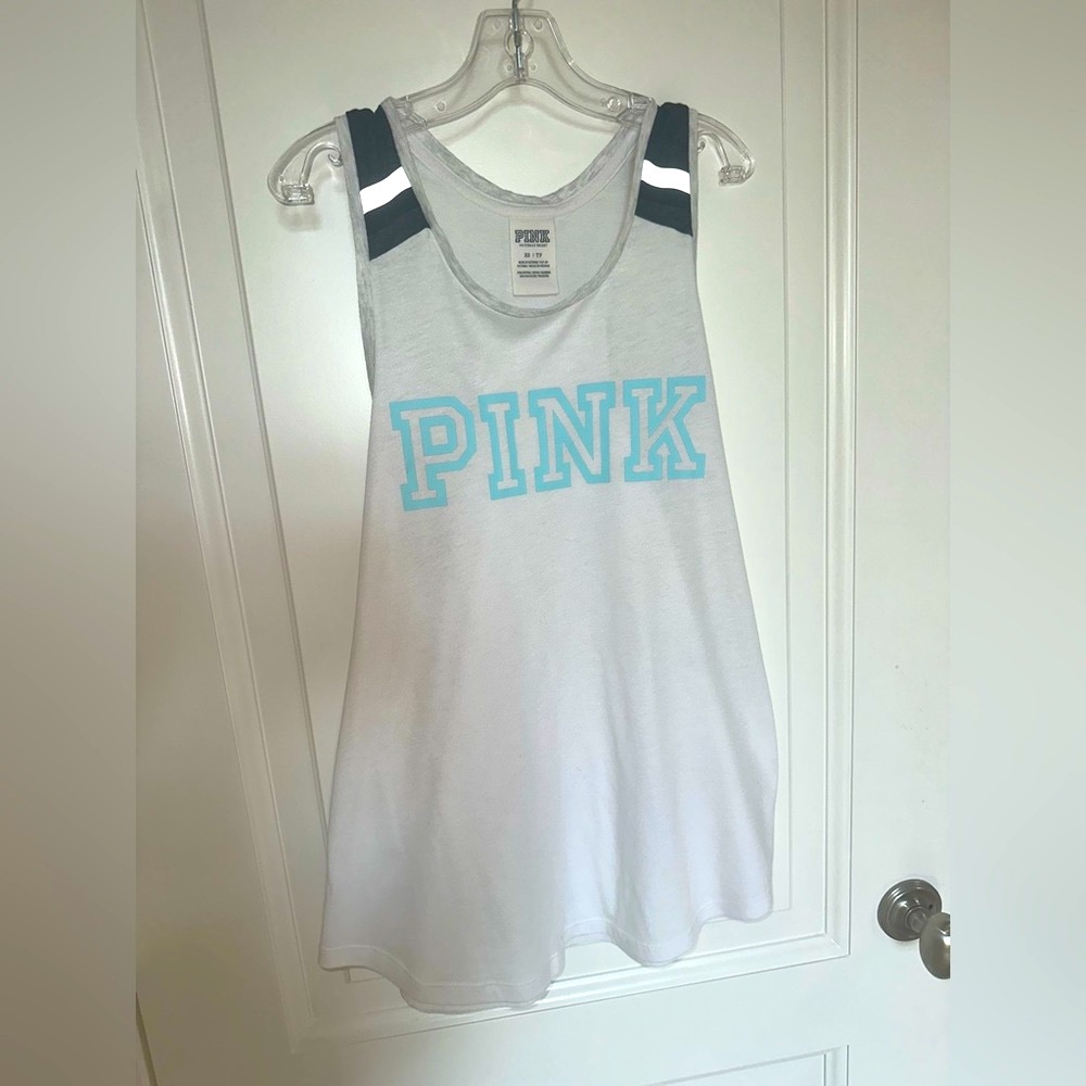VS pink tank top, size XS, white and blue